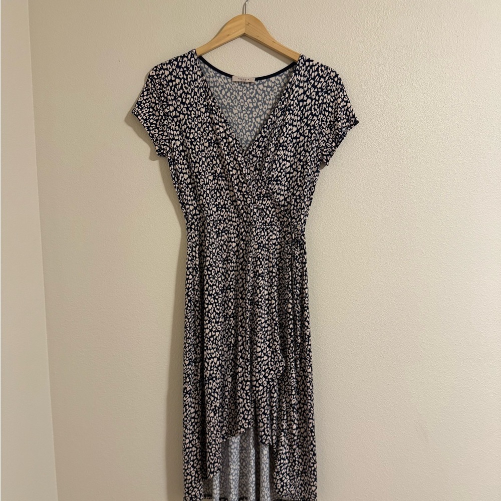 Gilli Navy and White High Low Dress